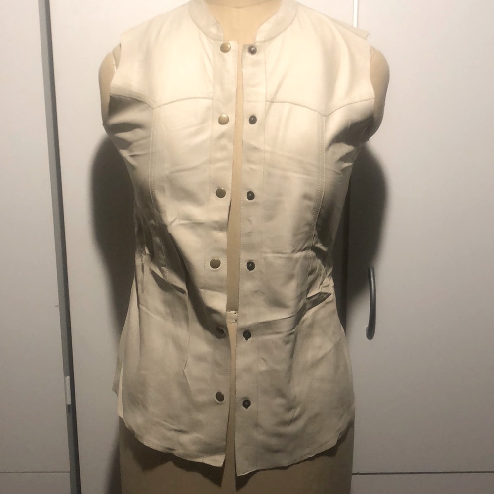 Leather snap button vest/ top